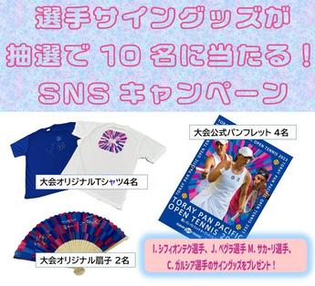 選手のサイングッズが抽選で10名に当たる！！  東レPPOテニス SNSキャンペーン実施！10月2日(月)まで！